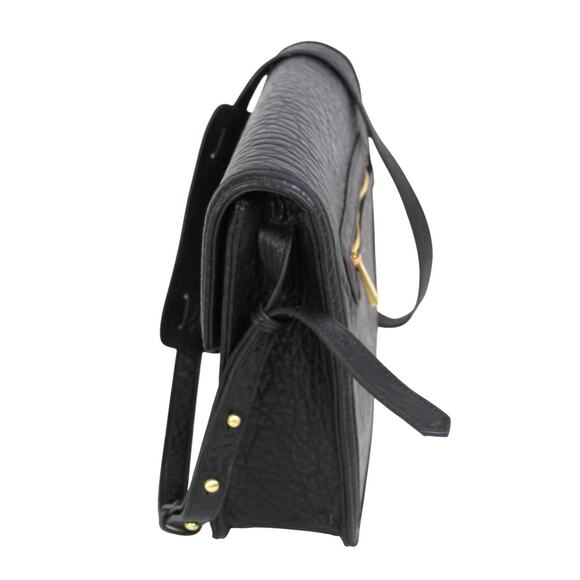 Me Char PEBBLED BLACK GENUINE LEATHER FLAP X-BODY SHOULDER BAG ORGANIZER PURSE - Picture 4 of 13